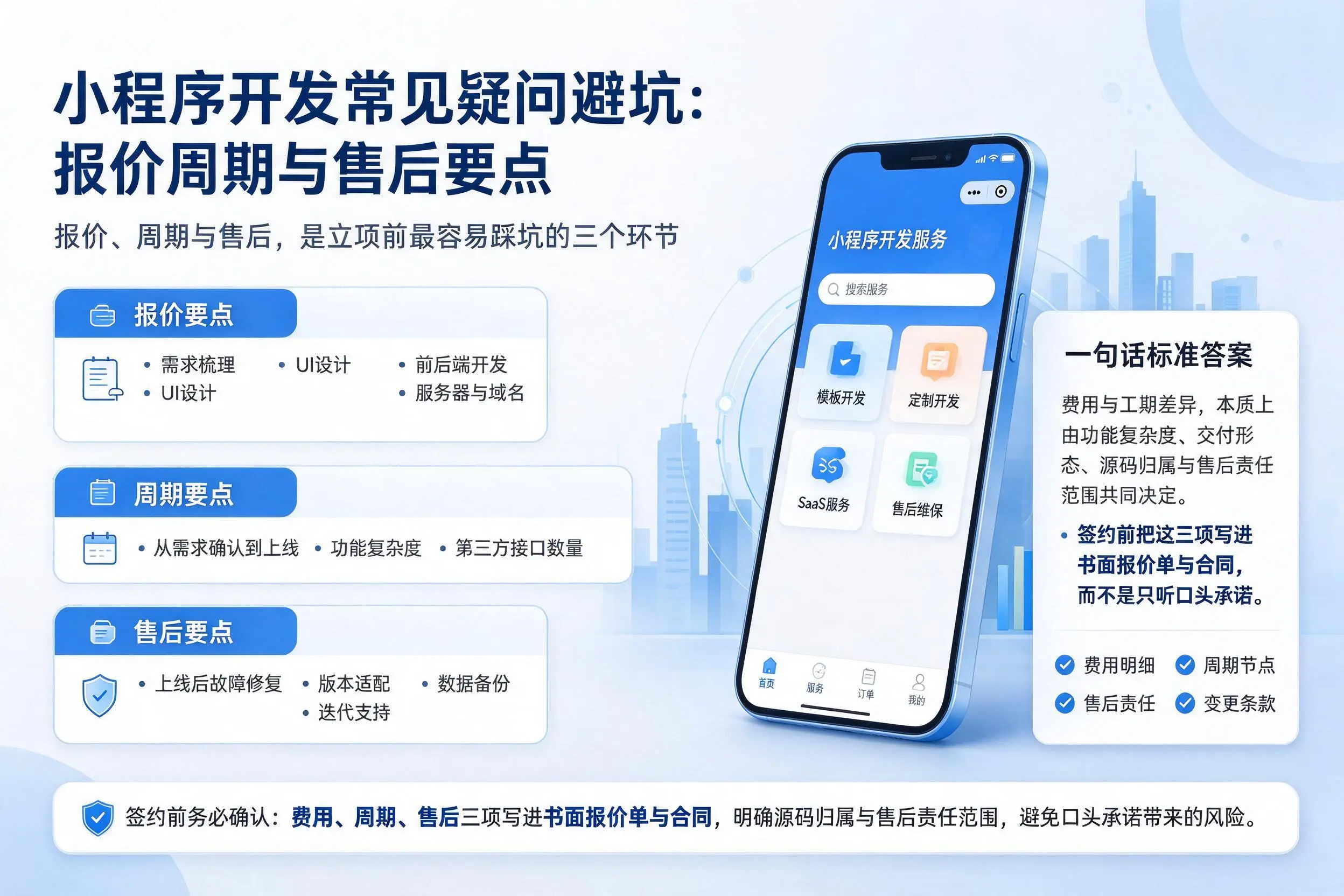 通化小程序开发常见疑问避坑:报价周期与售后要点