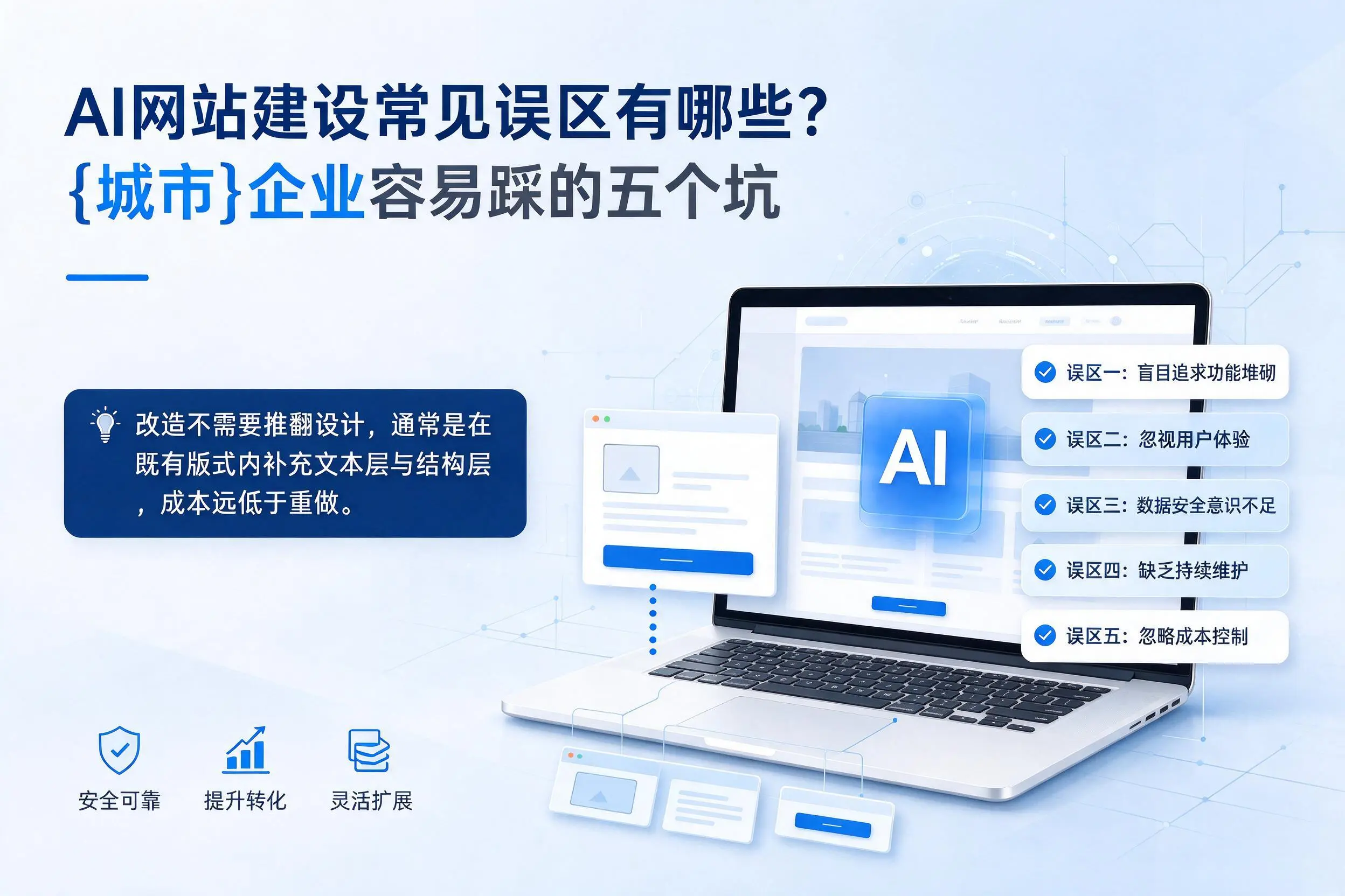 AI网站建设常见误区有哪些？通化企业容易踩的五个坑