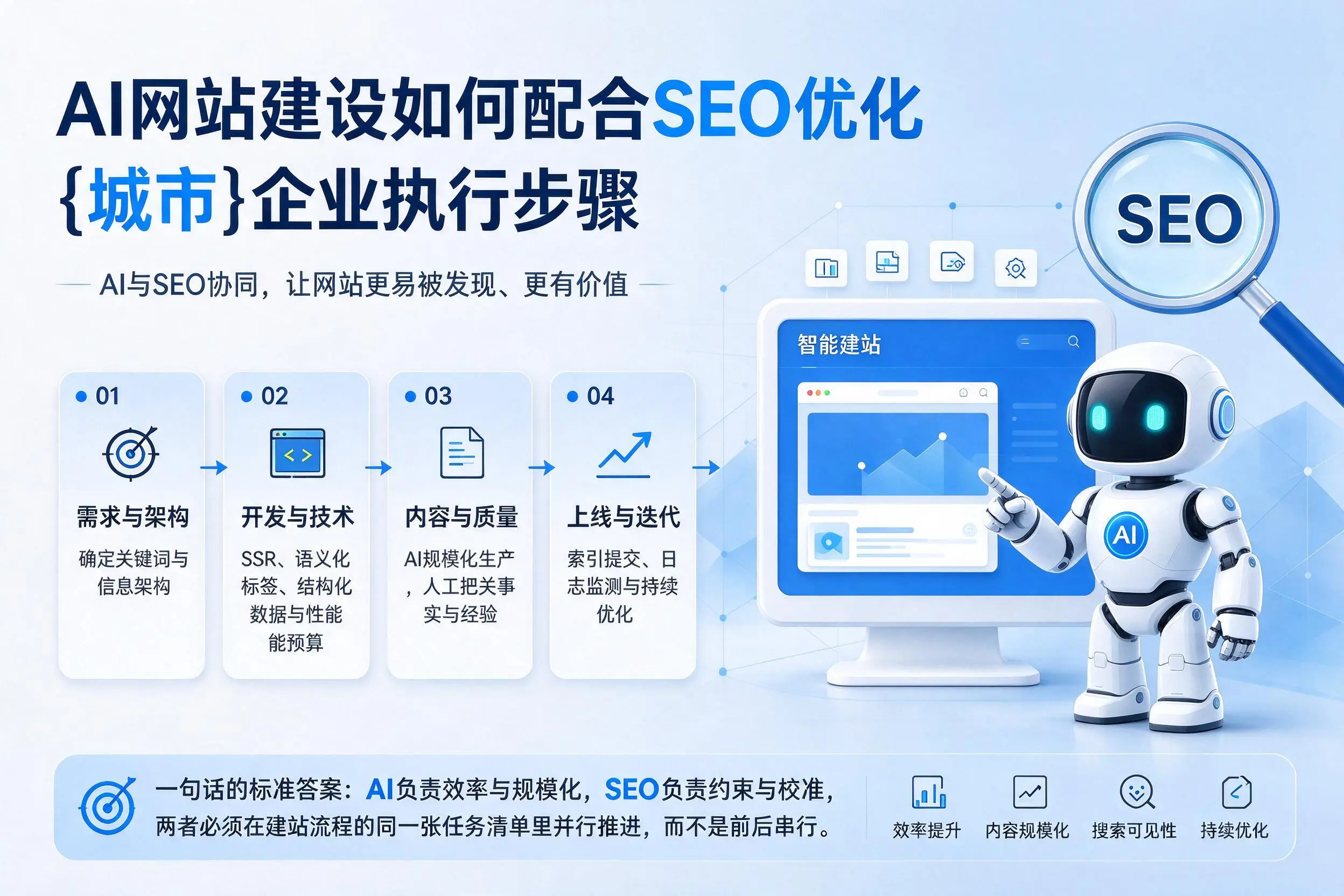 AI网站建设如何配合SEO优化，通化企业执行步骤
