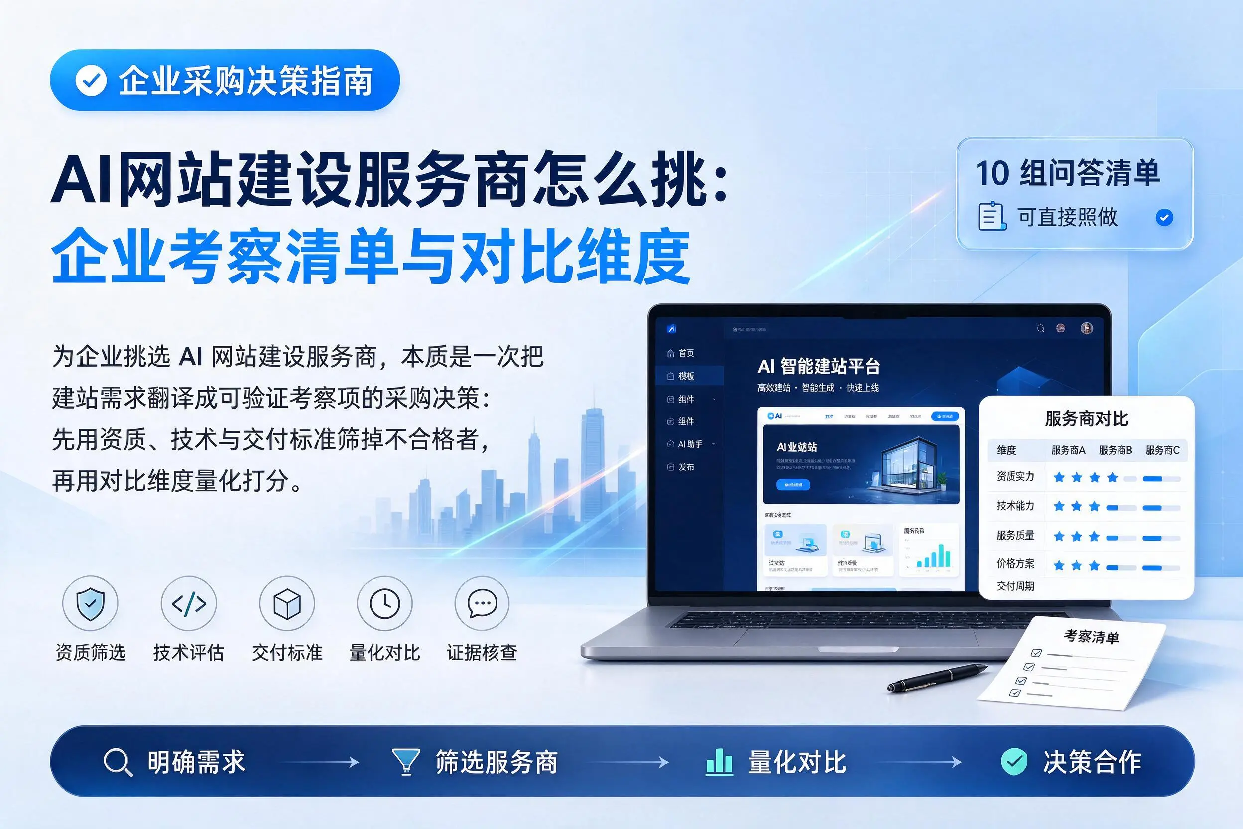AI网站建设服务商怎么挑:通化企业考察清单与对比维度