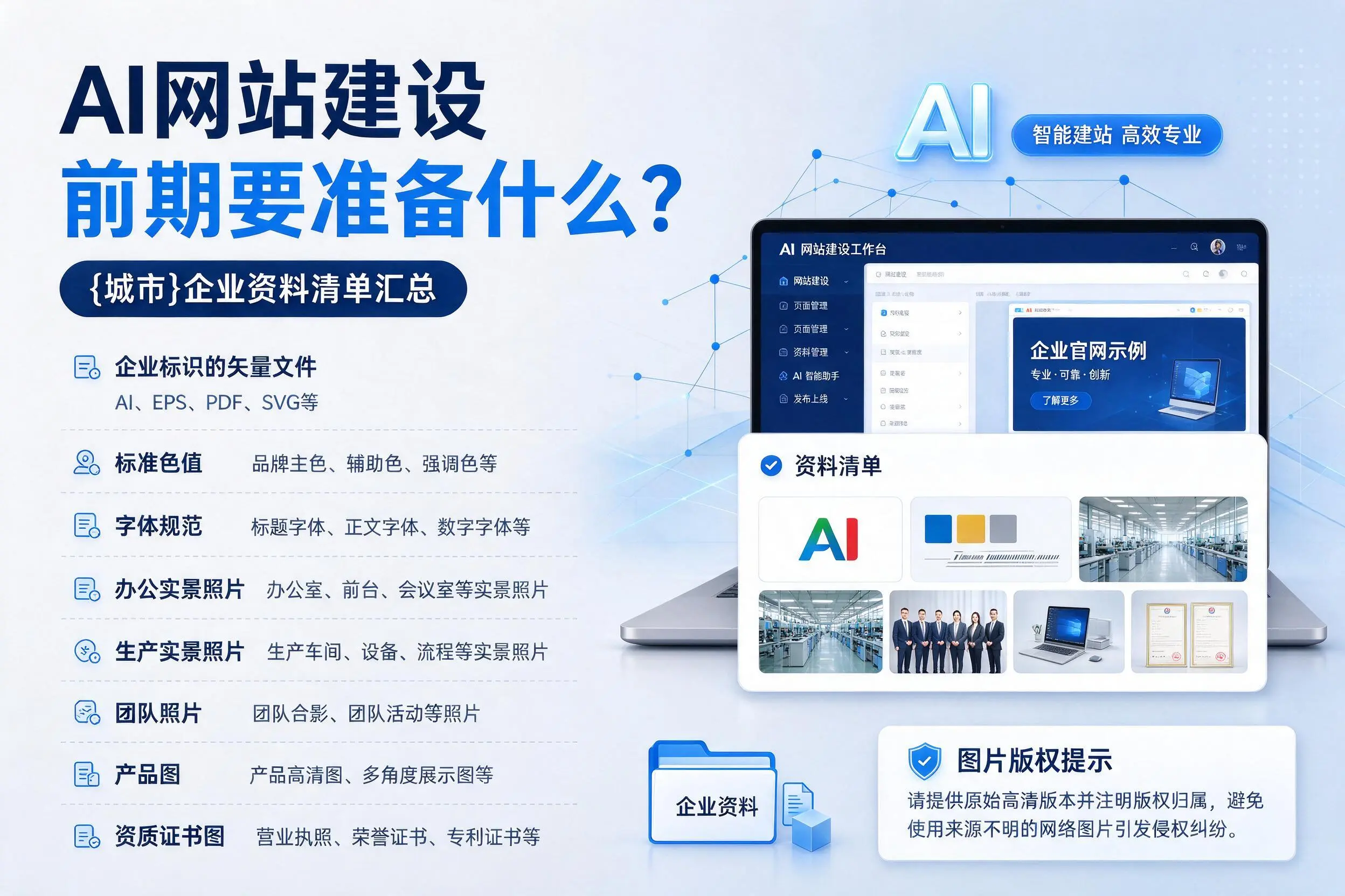 AI网站建设前期要准备什么？通化企业资料清单汇总
